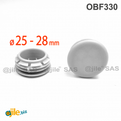 Bouchon Cache Capuchon Plastique GRIS pour Obturation d’un Diamètre 25 - 28 mm, Tête Couvrante de Diamètre 30 mm