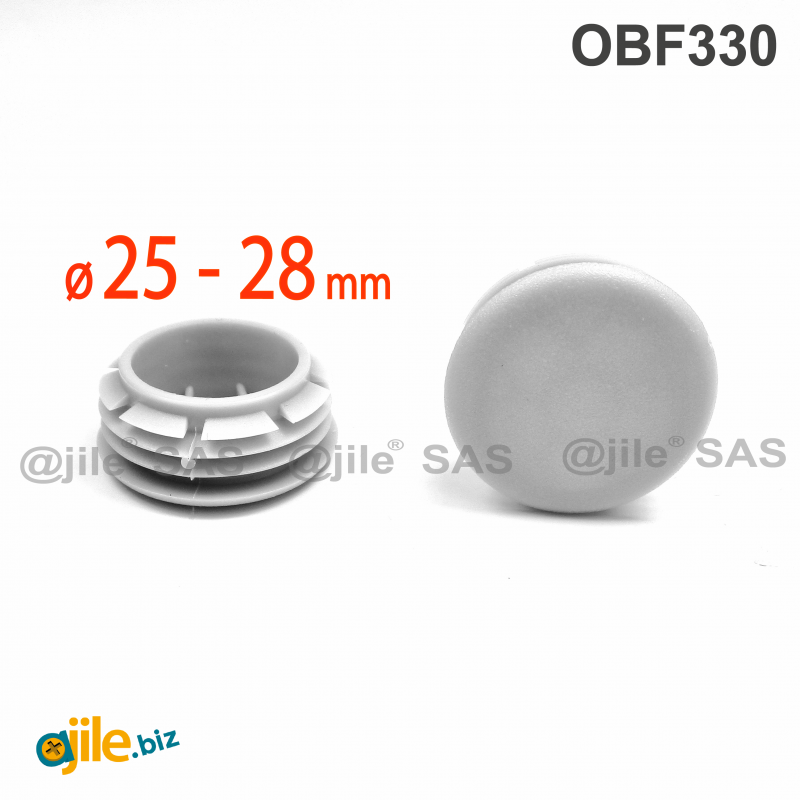 Plastic sealing hole plug GREY for sealing 25 - 28 mm diameter hole, with a 30 mm diameter head - Ajile