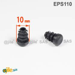 Round Plastic Ribbed Insert/Plug for 10 mm OUTER Diameter Tubes BLACK