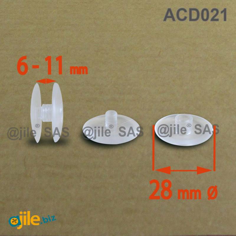 Plastic Ratcheting Action Rivet for Panel and POS Assembly 6 to 11 mm TRANSPARENT with 28 mm diam. head - Ajile