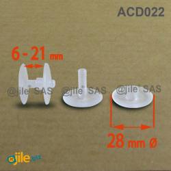 Plastic Ratcheting Action Rivet for Panel and POS Assembly 6 to 21 mm TRANSPARENT with 28 mm diam. head