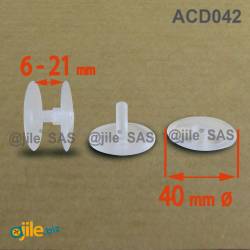 Plastic Ratcheting Action Rivet for Panel and POS Assembly 6 to 21 mm TRANSPARENT with 40 mm diam. head