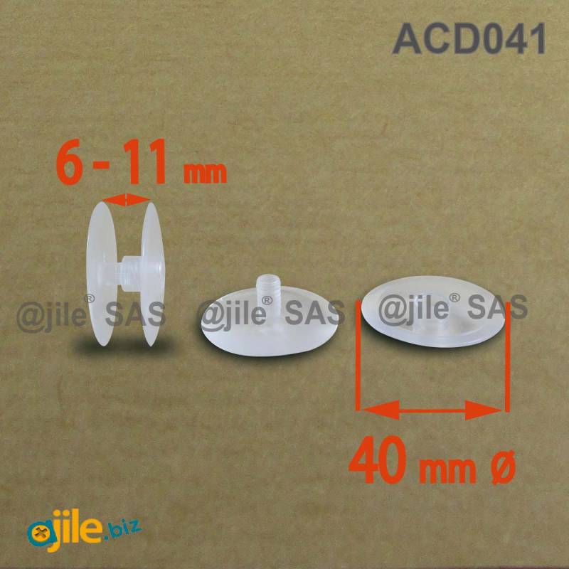 Plastic Ratcheting Action Rivet for Panel and POS Assembly 6 to 11 mm TRANSPARENT with 40 mm diam. head - Ajile