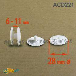 Plastic Ratcheting Action Rivet for Panel and POS Assembly 6 to 11 mm WHITE with 28 mm diam. head