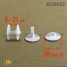 Plastic Ratcheting Action Rivet for Panel and POS Assembly 6 to 21 mm WHITE with 28 mm diam. head