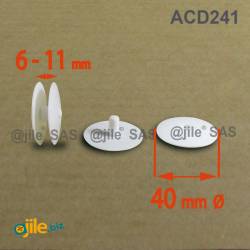 Plastic Ratcheting Action Rivet for Panel and POS Assembly 6 to 11 mm WHITE with 40 mm diam. head