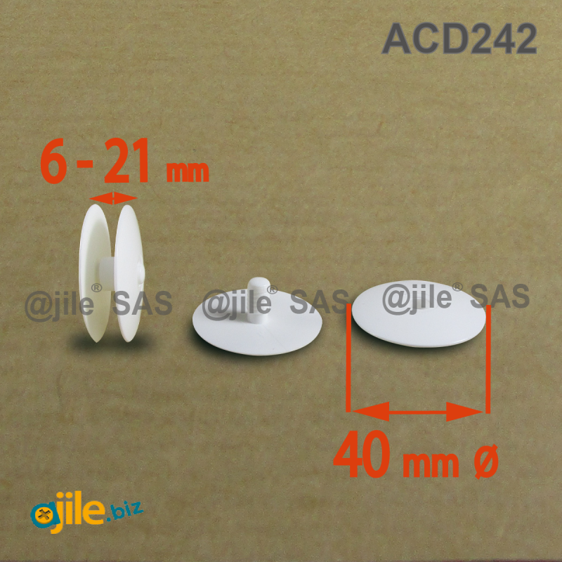 Plastic Ratcheting Action Rivet for Panel and POS Assembly 6 to 21 mm WHITE with 40 mm diam. head - Ajile