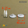 Plastic Ratcheting Action Rivet for Panel and POS Assembly 6 to 21 mm WHITE with 40 mm diam. head