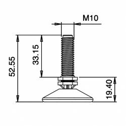 Piedino Regolabile di Plastica M10 con Base di Diametro 40 mm - Ajile 3