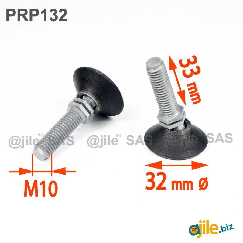 M10 Plastic Adjustable Ball and Socket Foot with 32 mm Base - Ajile