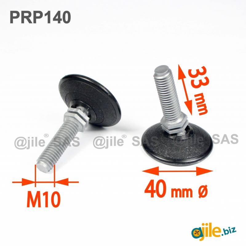M10 Plastic Adjustable Ball and Socket Foot with 40 mm Base - Ajile