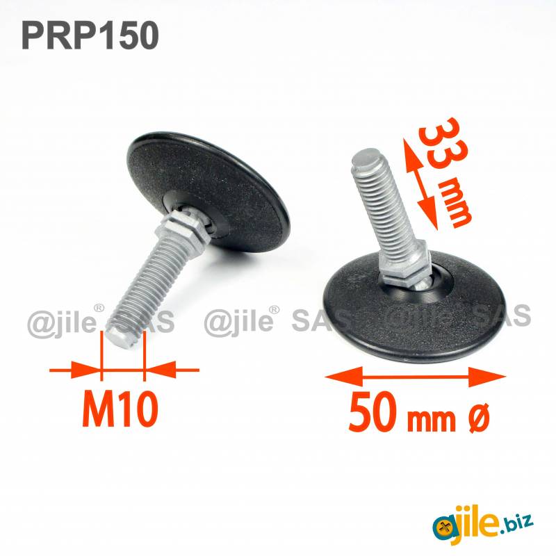 M10 Plastic Adjustable Ball and Socket Foot with 50 mm Base - Ajile