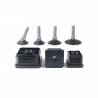 Kit Livellatore per tubo quadrato 30 x 30 mm con Piedino Filettato di Plastica Snodabile M10x33 con base diametro 32 mm