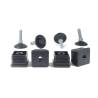 Kit Livellatore per tubo quadrato 35 x 35 mm con Piedino Filettato di Plastica Snodabile M10x33 con base diametro 40 mm