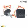 Kit Livellatore per tubo quadrato 50 x 50 mm con Piedino Filettato di Plastica Snodabile M10x33 con base diametro 50 mm