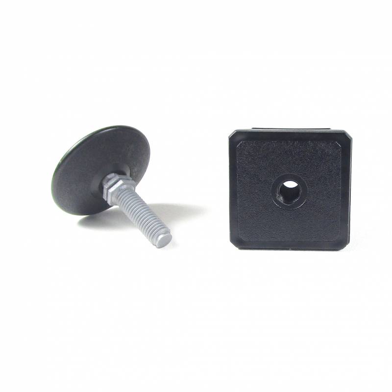 Kit de Réglage / Mise à Niveau pour tube carré 50x50 mm avec Pied Vérin Rotule en Plastique M10x33 mm Embase diamètre 50 mm