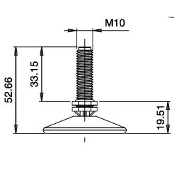 Kit de Réglage / Mise à Niveau pour tube carré 50x50 mm avec Pied Vérin Rotule en Plastique M10x33 mm Embase diamètre 50 mm - Ajile 2