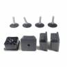 Kit Livellatore per tubo quadrato 60 x 60 mm con Piedino Filettato di Plastica Snodabile M10x33 con base diametro 50 mm
