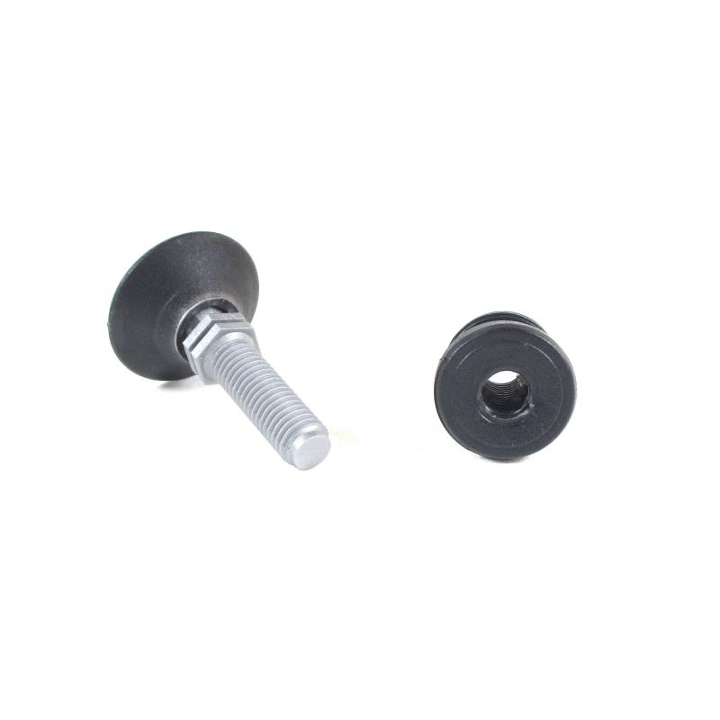 Kit de Réglage / Mise à Niveau pour tube rond diam. 25 mm avec Pied Vérin Rotule en Plastique M10x33 mm Embase diamètre 32 mm