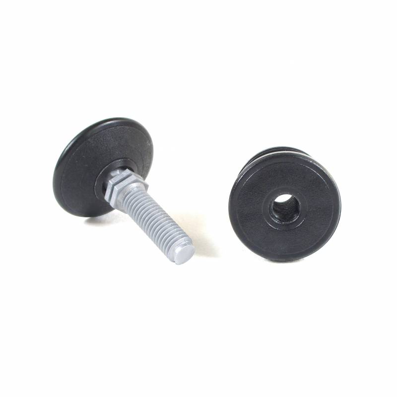 Kit Livellatore per tubo tondo diam. 40 mm con Piedino Filettato di Plastica Snodabile M10x33 con base diametro 40 mm