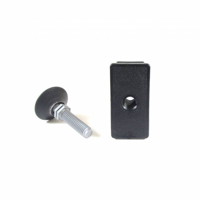 Kit de Réglage / Mise à niveau pour tube rectangulaire 60x30 mm avec Pied Vérin Rotule en Plastique M10x33 mm Embase diam. 32 mm