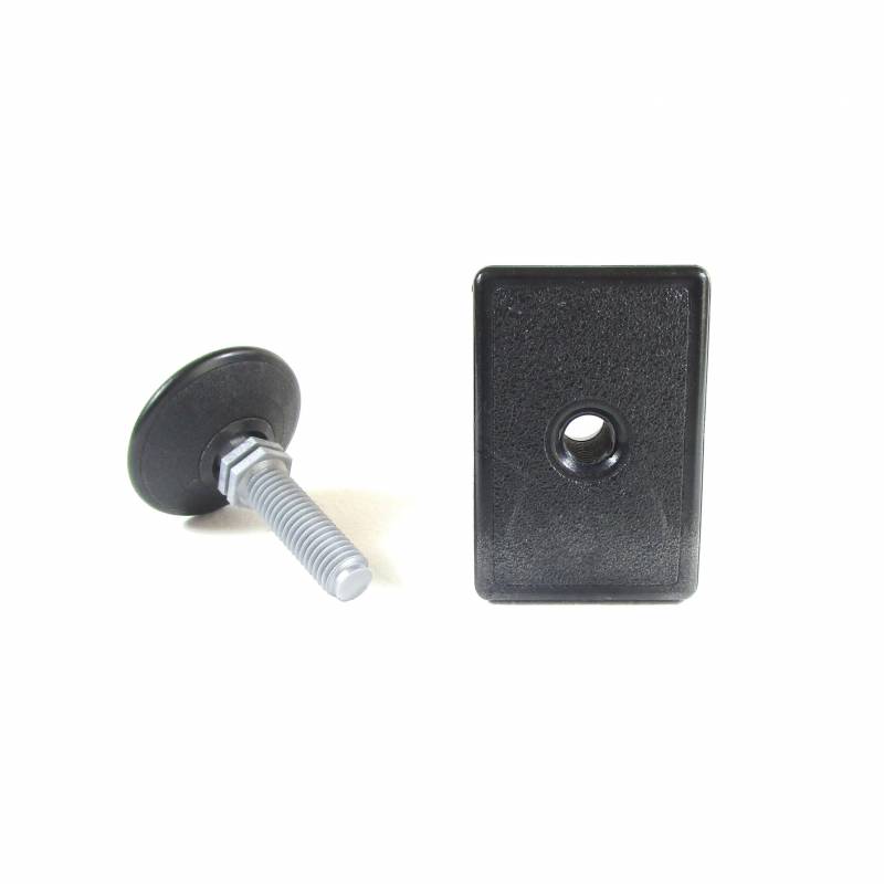 Nivellierset für 60x40 mm Rechteckrohr mit M10x33 mm Kunststoff Gelenk- Gewindestange und 40 mm Durchm. Bodenplatte