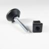 Kit Livellatore per tubo quadrato 20 x 20 mm con Piedino Filettato di Aciaio Zincato M8x50 con base diametro 40 mm
