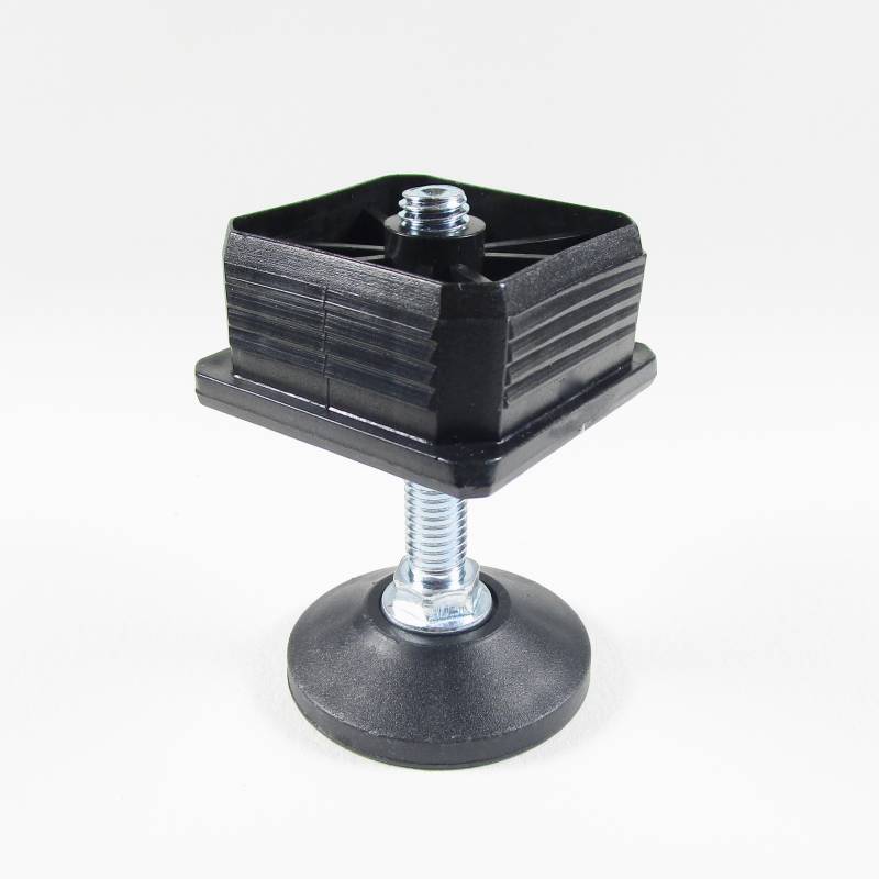 Kit de Réglage / Mise à Niveau pour tube carré 60x60 mm avec Pied Vérin Fileté en Acier Zingué M10x60 mm Embase diamètre 50 mm