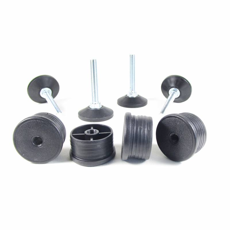 Kit de Réglage / Mise à Niveau pour tube rond diam. 60 mm avec Pied Vérin Fileté Acier Zingué M10x60 mm Embase diam. 50 mm