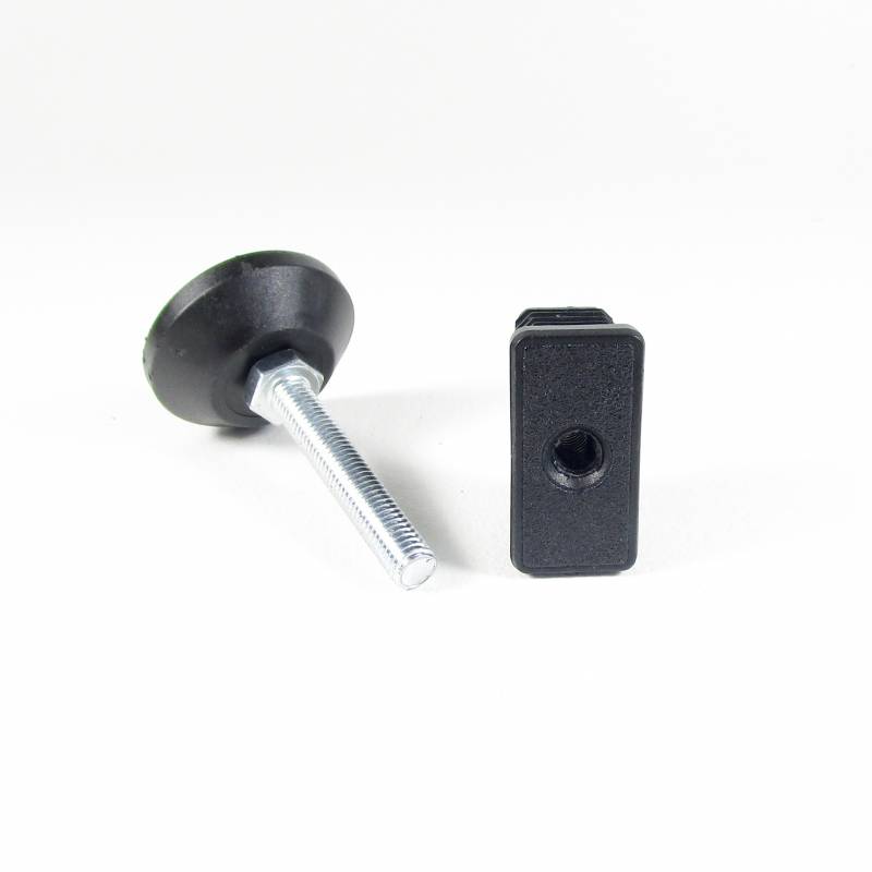 Nivellierset 40x20 mm Rechteckrohr mit M8x50 mm Metal Gewindestange und 40 mm Durchm. Bodenplatte