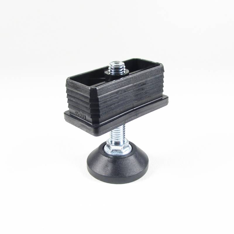 Nivellierset 60x30 mm Rechteckrohr mit M10x50 mm Metal Gewindestange und 40 mm Durchm. Bodenplatte