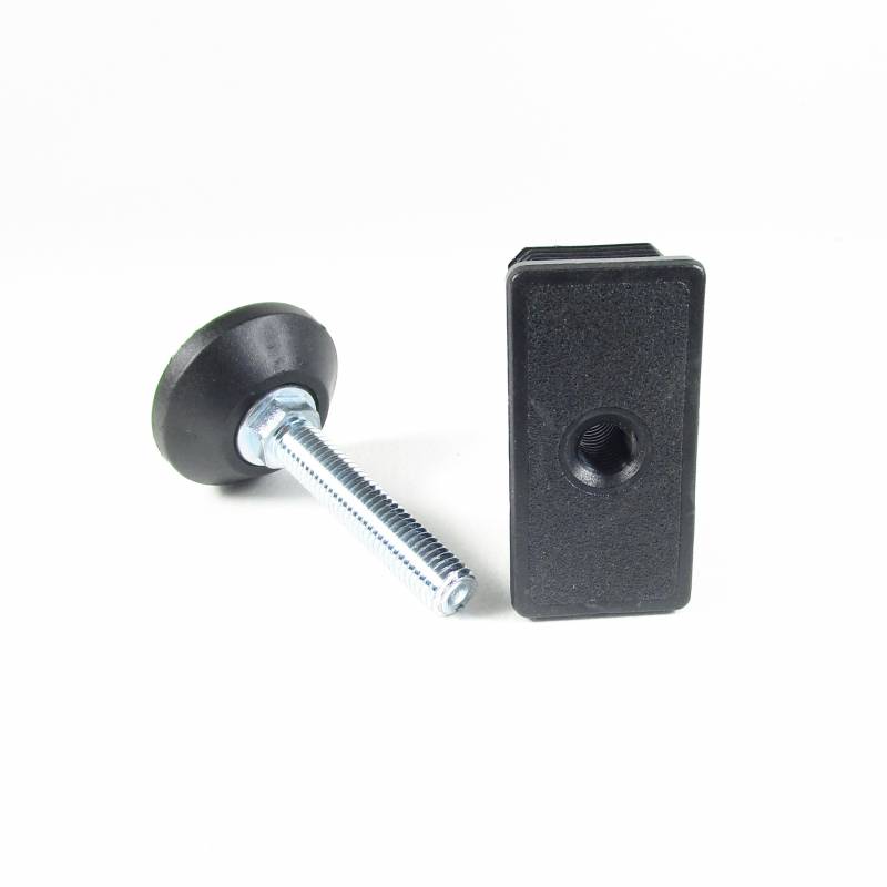 Nivellierset 60x30 mm Rechteckrohr mit M10x50 mm Metal Gewindestange und 40 mm Durchm. Bodenplatte