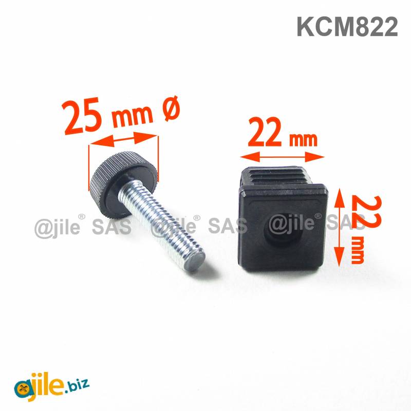 30mm Round Adjustable M8 Screw Leveling Foot + Square Pipe Plugs Inserts  End Cap