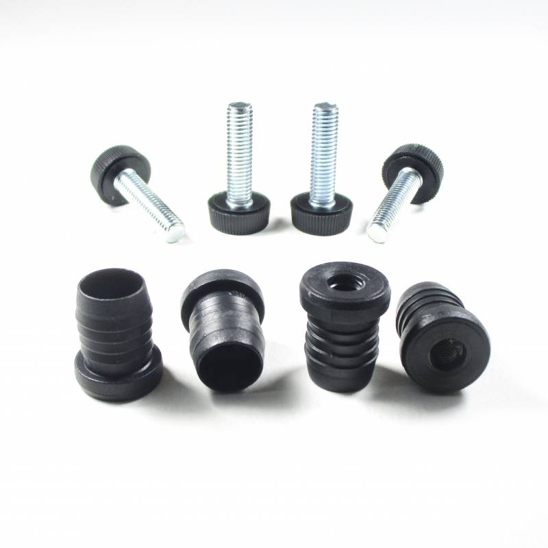 Leveling Kit for 20 mm diam. Round Tube with an M8x30 mm Galvanised Steel Knurled Adjustable Foot diam. 20 mm