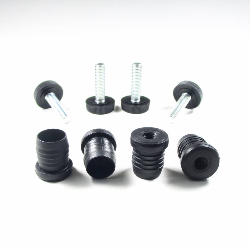 Leveling Kit for 22 mm diam. Round Tube with an M8x30 mm Galvanised Steel Knurled Adjustable Foot diam. 25 mm