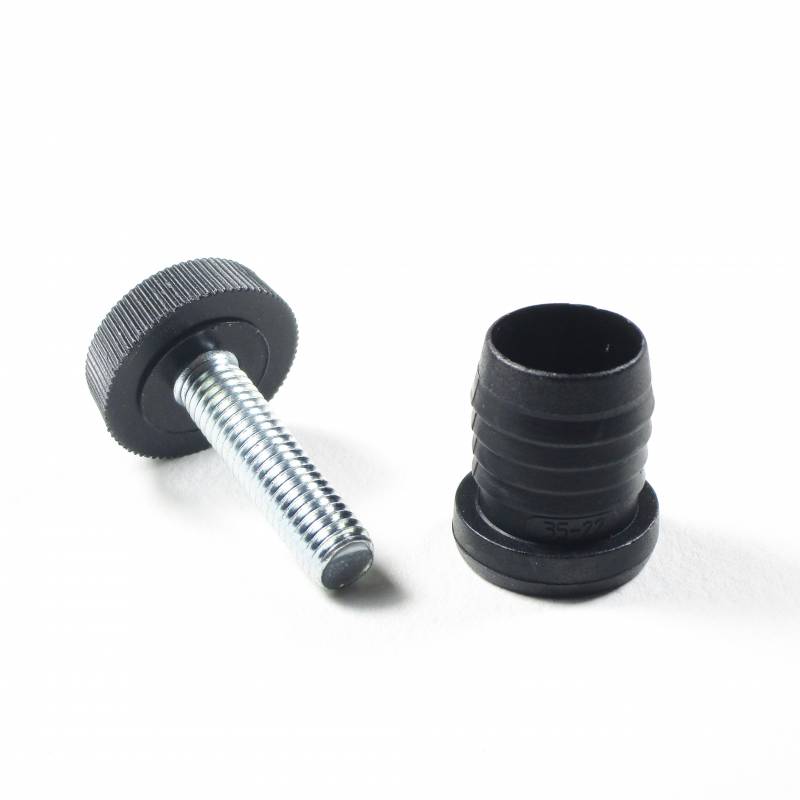 Leveling Kit for 22 mm diam. Round Tube with an M8x30 mm Galvanised Steel Knurled Adjustable Foot diam. 25 mm