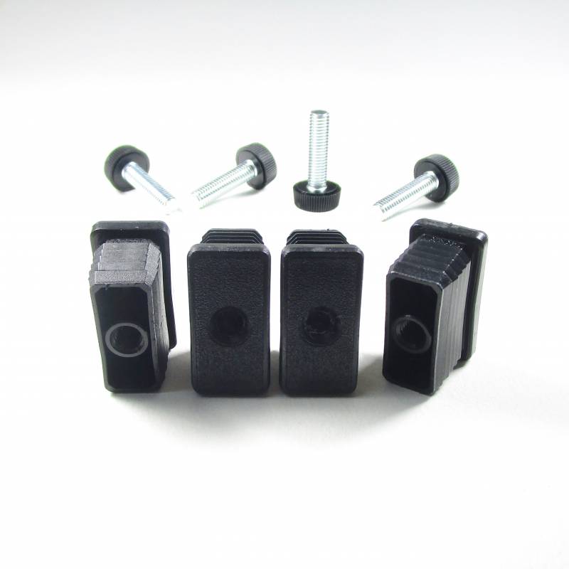 Leveling Kit for 40x20 mm Rectangular Tube with an M8x30 mm Galvanised Steel Knurled Adjustable Foot diam. 20 mm