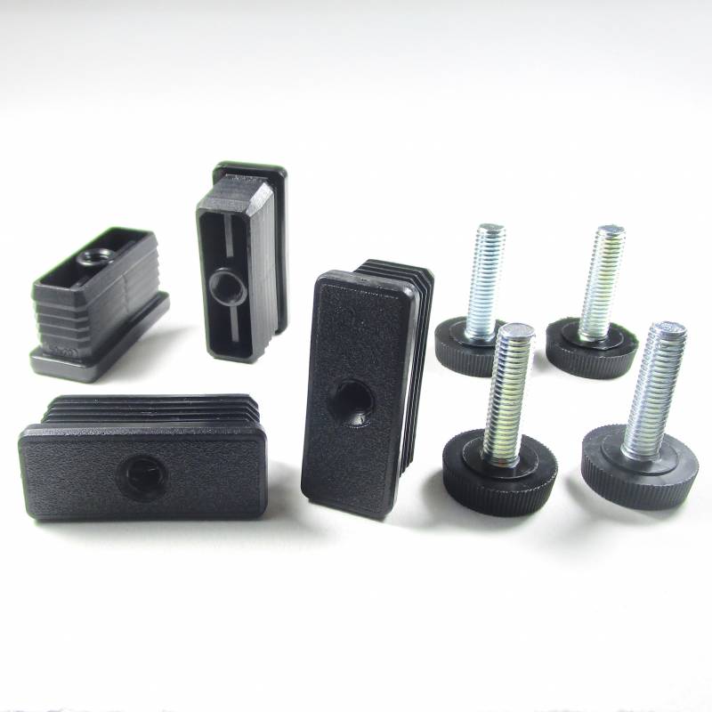 Leveling Kit for 50x20 mm Rectangular Tube with an M8x30 mm Galvanised Steel Knurled Adjustable Foot diam. 25 mm