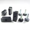Kit Livellatore per tubo rettangolare 50x20 mm con Piedino Filettato Aciaio Zincato M8x30 con base zigrinata diam. 25 mm