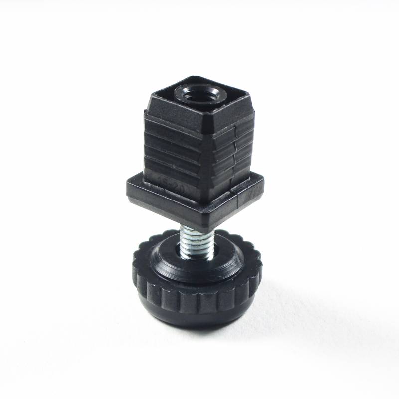 Nivellierset 22x22 mm Quadratrohr mit M8x30 mm Metal Gewindestange und 30 mm Durchm. Hohe Rändelplatte