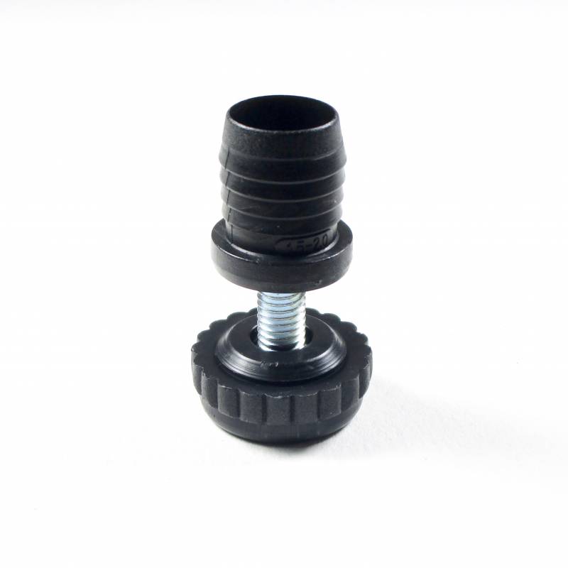 Kit Livellatore per tubo rondo diam. 20 mm con Piedino Filettato Aciaio Zincato M8x30 con base alta zigrinata diam. 30 mm