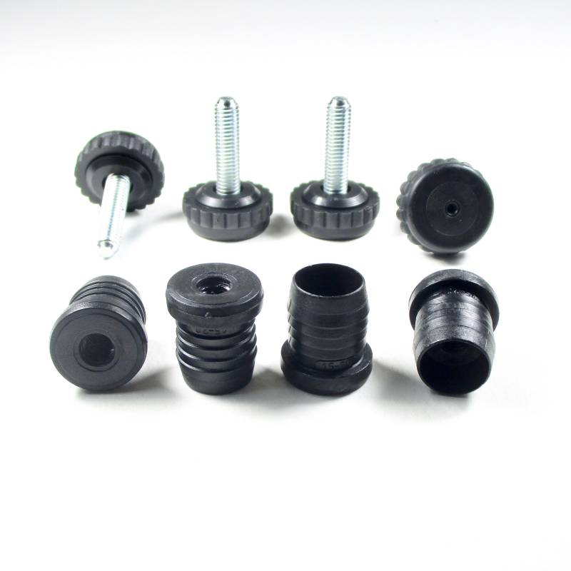 Kit de Réglage / Mise à Niveau pour tube rond diam. 22 mm avec Pied Cranté Fileté Acier Zingué M8 x 30 mm Embase diamètre 30 mm