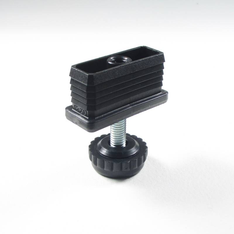 Kit Livellatore per tubo rettangolare 50x20 mm con Piedino Filettato Aciaio Zincato M8x30 con base alta zigrinata diam. 30 mm