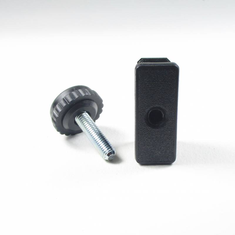 Kit de Réglage pour tube rectangulaire 50x20 mm avec Pied Cranté Fileté Acier Zingué M8 x 30 mm Embase diamètre 30 mm