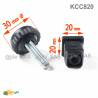 Kit Livellatore per tubo quadrato 20x20 mm con Piedino Filettato Aciaio Zincato M8x30 con base alta zigrinata diam. 30 mm