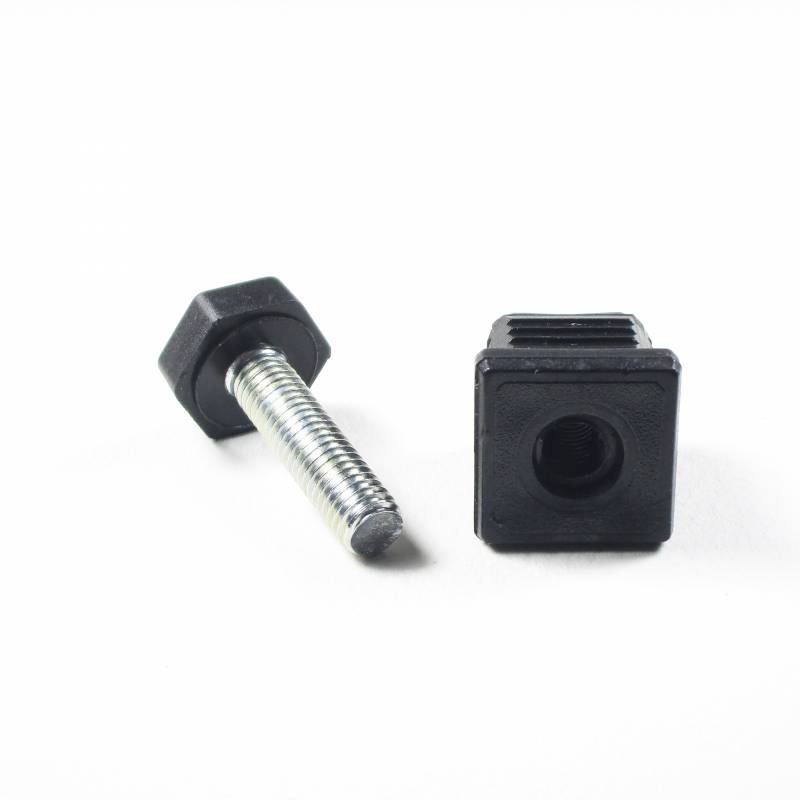 Kit de Réglage / Mise à Niveau pour tube carré 22x22 mm avec Pied Hexagonal Fileté Acier Zingué M8x30 mm Embase clé 19 mm