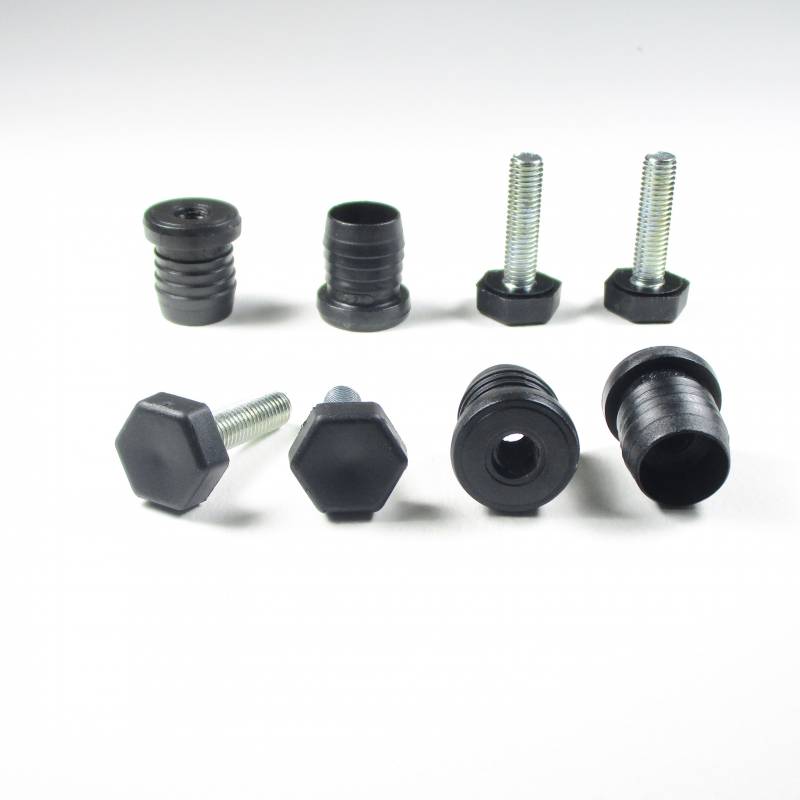 Kit de Réglage / Mise à Niveau pour tube rond diam. 22 mm avec Pied Hexagonal Fileté Acier Zingué M8x30 mm Embase clé 19 mm