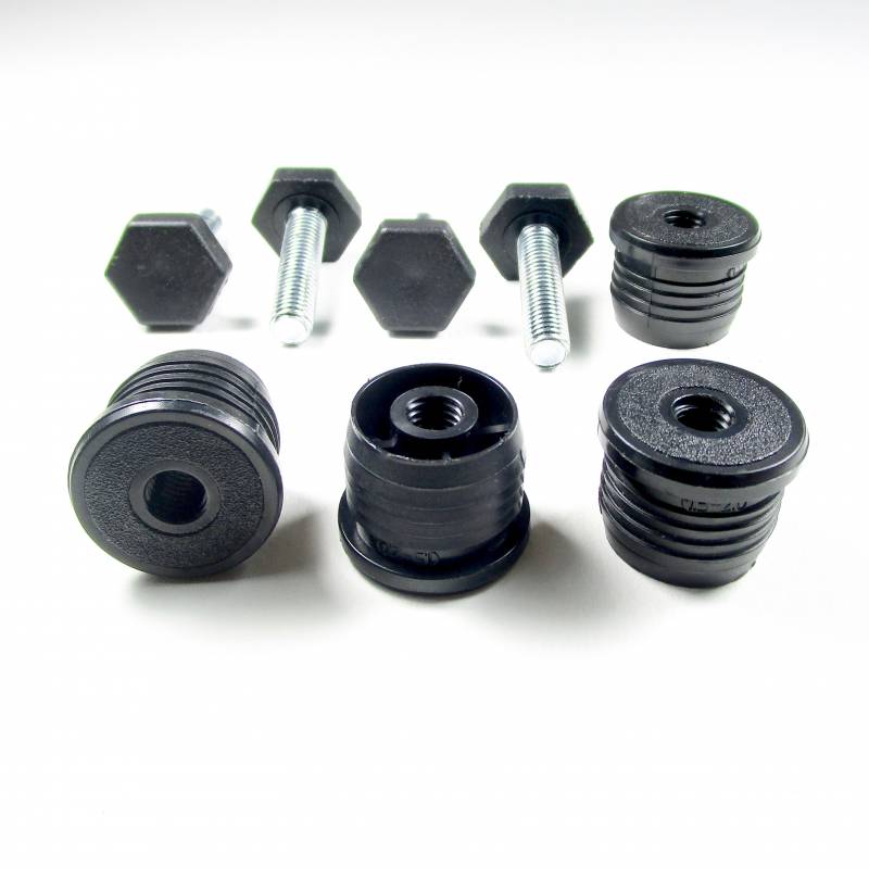 Kit de Réglage / Mise à Niveau pour tube rond diam. 25 mm avec Pied Hexagonal Fileté Acier Zingué M10x40 mm Embase clé 24 mm