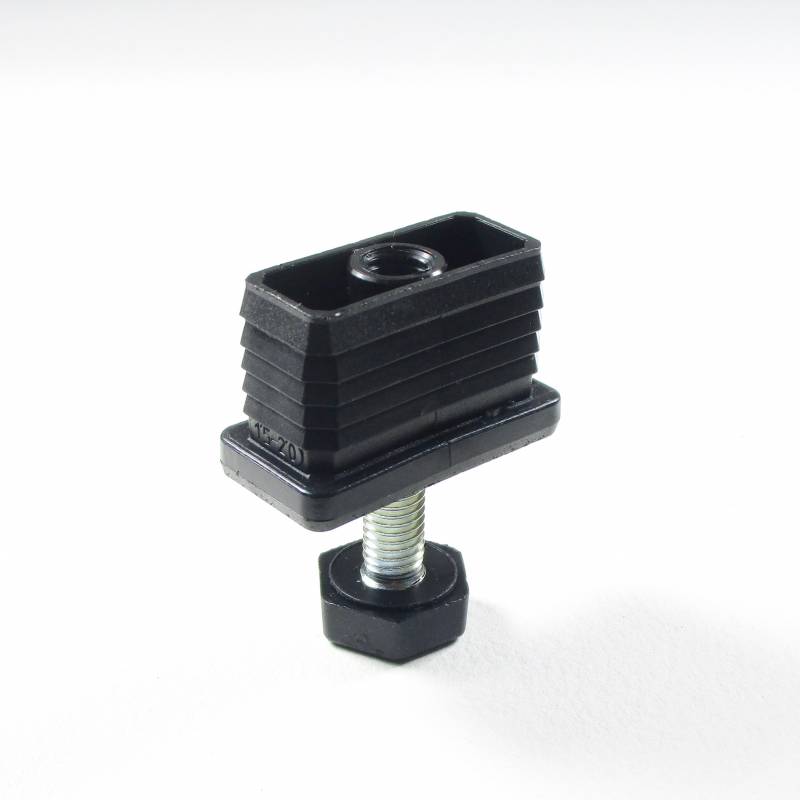 Nivellierset 50x20 mm Rechteckrohr mit M8x30 mm Metal Gewindestange und 19 mm Hex Stellfläche