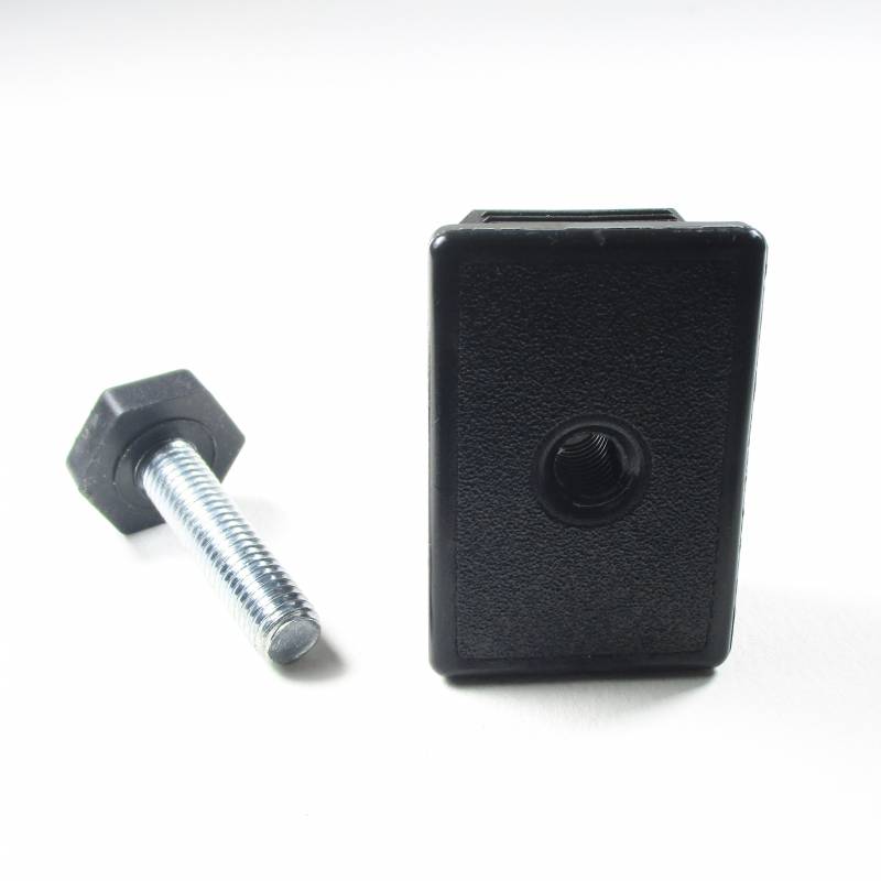 Nivellierset 60x30 mm Rechteckrohr mit M10x40 mm Metal Gewindestange und 24 mm Hex Stellfläche